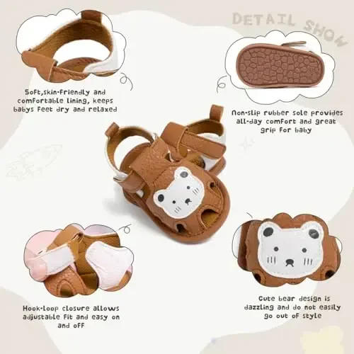 Meckior Baby Infant Boy Girl Sandals Newborn Non-Slip Soft Rubber Sole Sandals for Baby Boys Open-Toe Outdoor Casual Summer First Walkers Shoes - 3