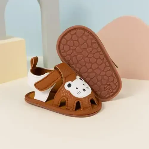 Meckior Baby Infant Boy Girl Sandals Newborn Non-Slip Soft Rubber Sole Sandals for Baby Boys Open-Toe Outdoor Casual Summer First Walkers Shoes - 5