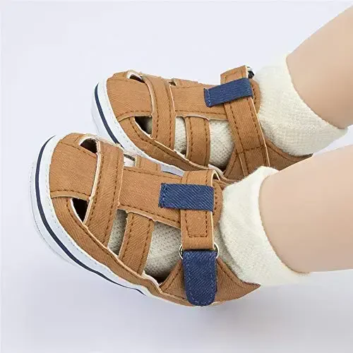 Meckior Baby Infant Boy Girl Sandals Newborn Non-Slip Soft Rubber Sole Sandals for Baby Boys Open-Toe Outdoor Casual Summer First Walkers Shoes - 3