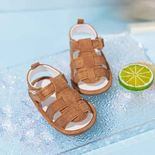 Meckior Baby Infant Boy Girl Sandals Newborn Non-Slip Soft Rubber Sole Sandals for Baby Boys Open-Toe Outdoor Casual Summer First Walkers Shoes - 4