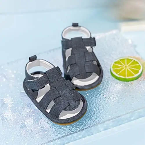 Meckior Baby Infant Boy Girl Sandals Newborn Non-Slip Soft Rubber Sole Sandals for Baby Boys Open-Toe Outdoor Casual Summer First Walkers Shoes - 4