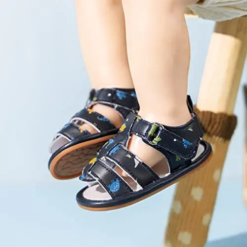 Meckior Baby Infant O'g'il Bola Qiz Sandallari Yangi Tug'ilgan Chaqaloq Sirpanmaydigan Yumshoq Rezina Taglik Sandallari O'g'il Bolalar uchun Ochiq Oyoqli Tashqi Tasodifiy Yozgi Birinchi Yuruvchi Poyafzallar - 3