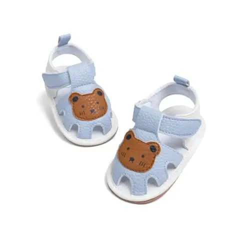 Meckior Baby Infant O'g'il Qiz Sandallari Yangi tug'ilgan Chaqaloqlar Sirpanmaydigan Yumshoq Kauchuk Taglik Sandallari O'g'il Bolalar uchun Ochiq Oyoqli Tashqi Kundalik Yozgi Birinchi Yuruvchilar Poyafzali - 1