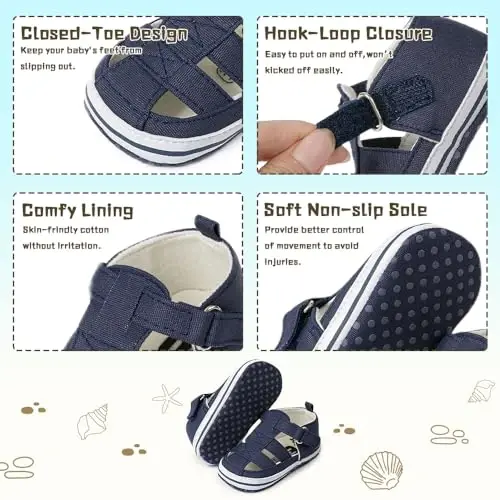 Meckior Baby Infant O'g'il Qiz Sandallari Yangi tug'ilgan chaqaloqlar Sirpanmaydigan Yumshoq Rezina Poyabzal Sandallari O'g'il bolalar uchun Ochiq Oyoqli Tashqi Kundalik Yozgi Birinchi Yuruvchi Poyabzallar - 5