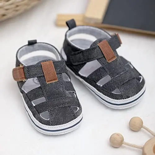 Meckior Baby Infant O'g'il Qiz Sandallari Yangi tug'ilgan Chaqaloqlar Sirpanmaydigan Yumshoq Rezina Taglik Sandallar Chaqaloq O'g'il Bolalar uchun Ochiq Oyoqli Tashqi Tasodifiy Yozgi Birinchi Yuruvchi Poyabzal - 4