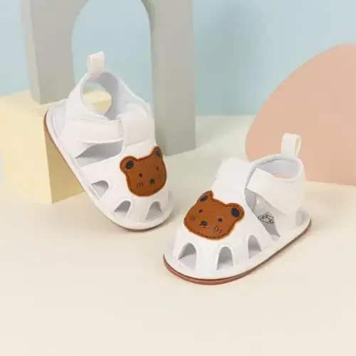 Meckior Baby Infant O'g'il Qiz Sandallari Yangi tug'ilgan Chaqaloqlar Sirpanmaydigan Yumshoq Rezina Taglik Sandallar O'g'il Bolalar uchun Ochiq Oyoqli Tashqi Kundalik Yozgi Birinchi Yuruvchi Poyafzal - 6