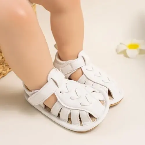 Meckior Baby Infant O'g'il Qiz Sandallari Yangi tug'ilgan Chaqaloqlar Sirpanmaydigan Yumshoq Rezina Taglik Sandallar O'g'il Bolalar uchun Ochiq Oyoqli Tashqi Tasodifiy Yozgi Birinchi Yuruvchi Poyabzal - 3