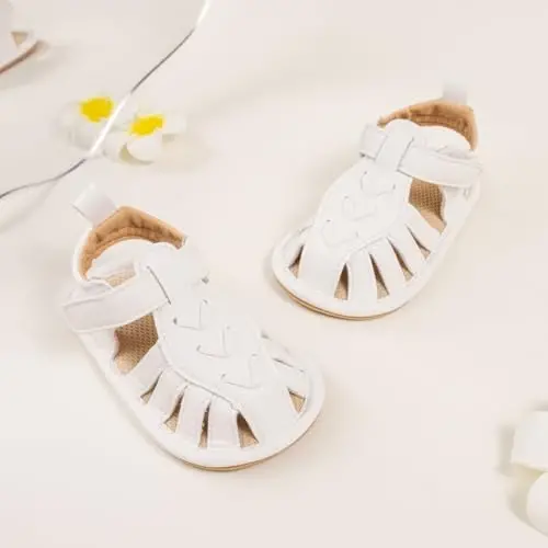 Meckior Baby Infant O'g'il Qiz Sandallari Yangi tug'ilgan Chaqaloqlar Sirpanmaydigan Yumshoq Rezina Taglik Sandallar O'g'il Bolalar uchun Ochiq Oyoqli Tashqi Tasodifiy Yozgi Birinchi Yuruvchi Poyabzal - 4