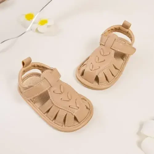 Meckior Baby Infant O'g'il Qiz Sandallari Yangi tug'ilgan Chaqaloqlar Sirpanmaydigan Yumshoq Rezina Taglik Sandallari O'g'il Bolalar uchun Ochiq Oyoqli Tashqi Kundalik Yozgi Birinchi Yuruvchi Poyabzal - 4