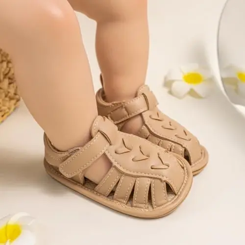 Meckior Baby Infant O'g'il Qiz Sandallari Yangi tug'ilgan Chaqaloqlar Sirpanmaydigan Yumshoq Rezina Taglik Sandallari O'g'il Bolalar uchun Ochiq Oyoqli Tashqi Kundalik Yozgi Birinchi Yuruvchi Poyabzal - 3