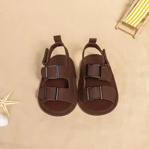 Meckior Baby Infant O'g'il Qiz Sandallari Yangi tug'ilgan Chaqaloqlar Sirpanmaydigan Yumshoq Rezina Taglik Sandallari O'g'il Bolalar uchun Ochiq Oyoqli Tashqi Kundalik Yozgi Birinchi Yuruvchi Poyabzal - 5