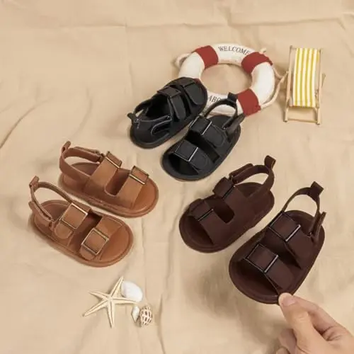 Meckior Baby Infant O'g'il Qiz Sandallari Yangi tug'ilgan Chaqaloqlar Sirpanmaydigan Yumshoq Rezina Taglik Sandallari O'g'il Bolalar uchun Ochiq Oyoqli Tashqi Kundalik Yozgi Birinchi Yuruvchi Poyabzal - MECKIOR (1)