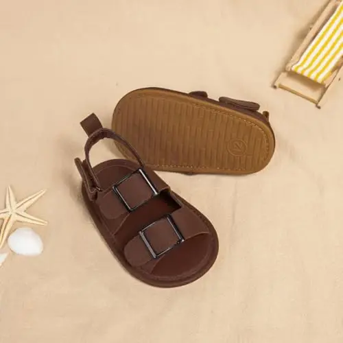 Meckior Baby Infant O'g'il Qiz Sandallari Yangi tug'ilgan Chaqaloqlar Sirpanmaydigan Yumshoq Rezina Taglik Sandallari O'g'il Bolalar uchun Ochiq Oyoqli Tashqi Kundalik Yozgi Birinchi Yuruvchi Poyabzal - 4