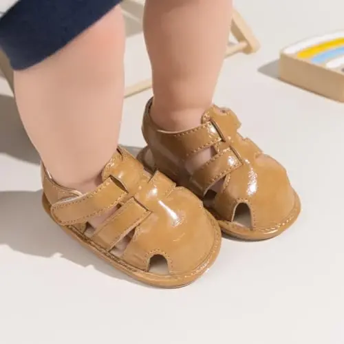 Meckior Baby Infant O'g'il Qiz Sandallari Yangi tug'ilgan Chaqaloqlar Sirpanmaydigan Yumshoq Rezina Taglik Sandallari O'g'il bolalar uchun Ochiq Oyoqli Tashqi Kundalik Yozgi Birinchi Yuruvchi Poyafzallar - 3