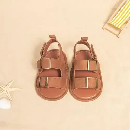 Meckior Baby Infant O'g'il Qiz Sandallari Yangi Tug'ilgan Sirpanmaydigan Yumshoq Rezina Taglik Sandallari O'g'il Bolalar uchun Ochiq Oyoqli Tashqi Kundalik Yozgi Birinchi Yuruvchi Poyabzal - 5
