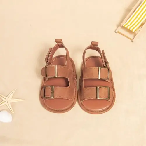Meckior Baby Infant O'g'il Qiz Sandallari Yangi Tug'ilgan Sirpanmaydigan Yumshoq Rezina Taglik Sandallari O'g'il Bolalar uchun Ochiq Oyoqli Tashqi Kundalik Yozgi Birinchi Yuruvchi Poyabzal - 5