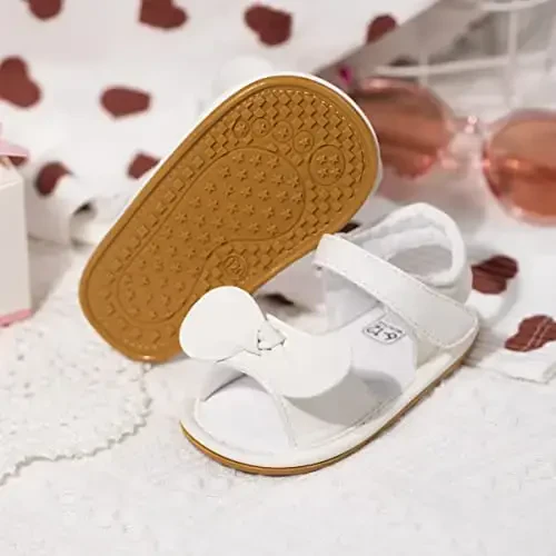 Meckior Baby Toddler Infant Girls PU Charm Charm Charm yozgi sandal Flower Princess tekis poyabzal - 4