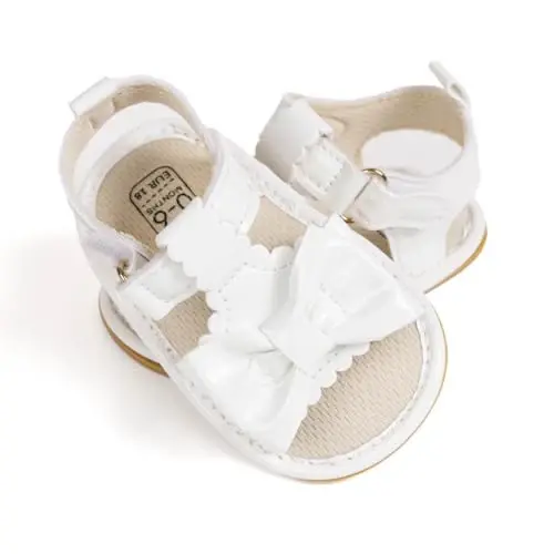 Meckior Baby Toddler Infant Girls PU Charm charm charm Yozgi Sandallar Gul malikasi tekis poyabzal - 1