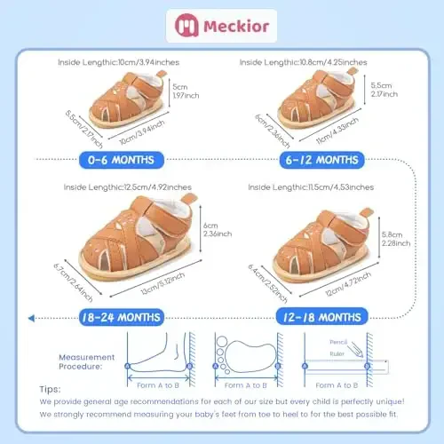 Meckior Baby Toddler Infant Girls PU Leather Soft Open Toe Summer Sandals Flower Princess Flat Shoes - 6