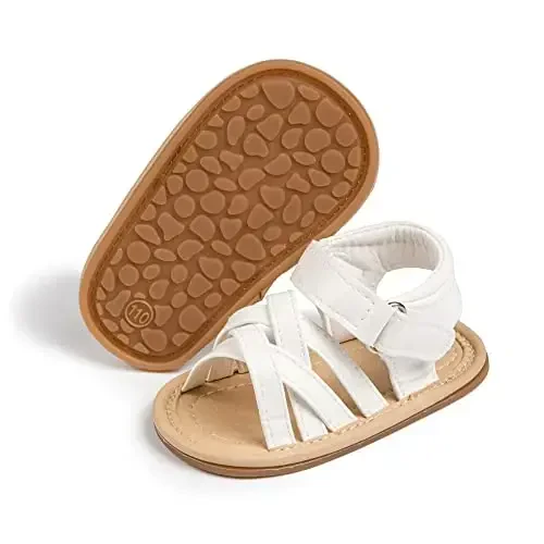Meckior Baby Toddler Infant Girls PU Leather Soft Open Toe Summer Sandals Flower Princess Flat Shoes - 1