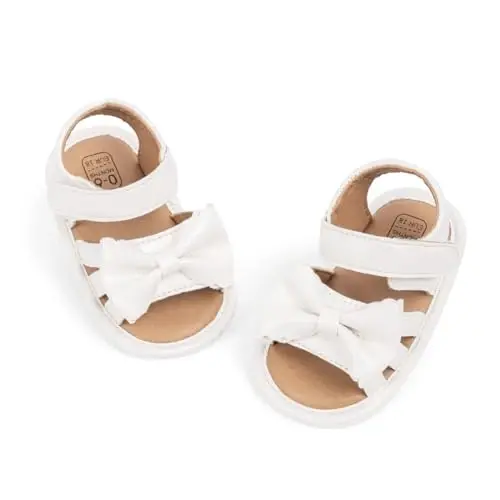 Meckior Baby Toddler Infant Girls PU Teri Yumshoq Ochiq Barmoqli Yozgi Sandallar Gul Princess Yassi Poyabzal - 1