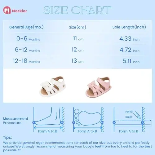 Meckior Baby Toddler Infant Girls PU Teri Yumshoq Ochiq Barmoqli Yozgi Sandallar Gul Princess Yassi Poyabzal - 6