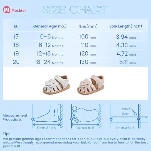 Meckior Baby Toddler Infant Qizlar PU Charm teri Yumshoq Ochiq Barmoqli Yozgi Sandallar Gul Princess Tekis Poyabzal - 6