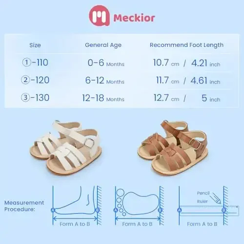 Meckior Baby Toddler Infant Qizlar PU Charm Teri Yumshoq Ochiq Barmoqli Yozgi Sandallar Gul Princessi Tekis Poyabzal - 6