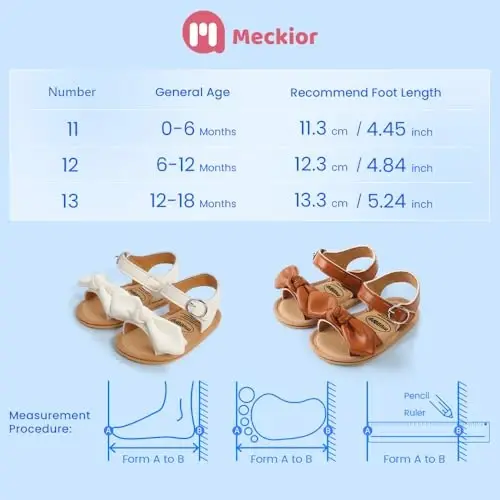 Meckior Baby Toddler Infant Qizlar PU Charm Teri Yumshoq Ochiq Oyoq Yozgi Sandallar Gul Princess Tekis Poyabzal - 6