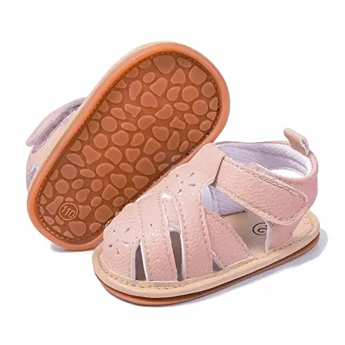 Meckior Baby Toddler Infant Qizlar PU Charm Teri Yumshoq Ochiq Oyoqli Yozgi Sandallar Gul Princess Tekis Poyabzal - 1