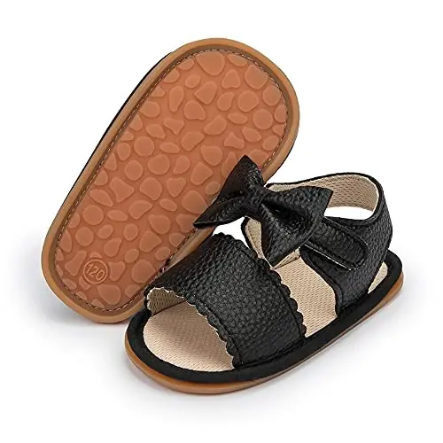 Meckior Baby Toddler Infant Qizlar PU Charm teri Yumshoq Ochiq Oyoqli Yozgi Sandallar Gul Princess Yassi Poyabzal 