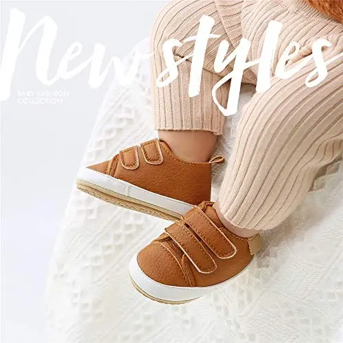 Meckior Toddler Baby Boys Girls High Tops Ankle Sneakers Soft Anti-Slip Sole PU Leather Moccasins Infant Newborn Prewalker First Walking Crib Shoes - 2