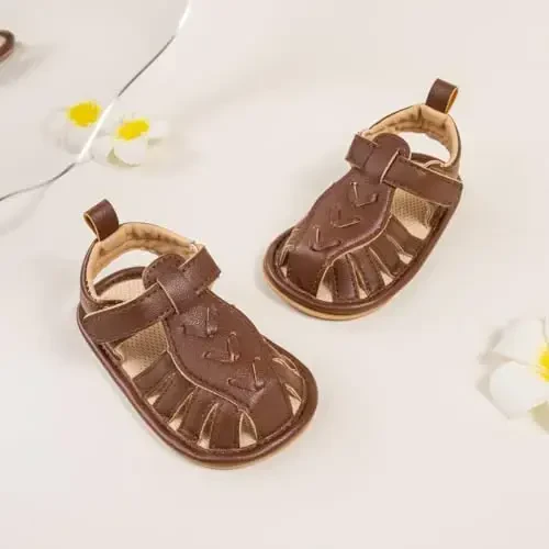 Meckior Baby Infant Boy Girl Sandals Newborn Non-Slip Soft Rubber Sole Sandals for Baby Boys Open-Toe Outdoor Casual Summer First Walkers Shoes - 4