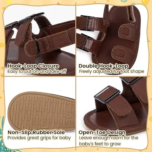 Meckior Baby Infant Boy Girl Sandals Newborn Non-Slip Soft Rubber Sole Sandals for Baby Boys Open-Toe Outdoor Casual Summer First Walkers Shoes - 3