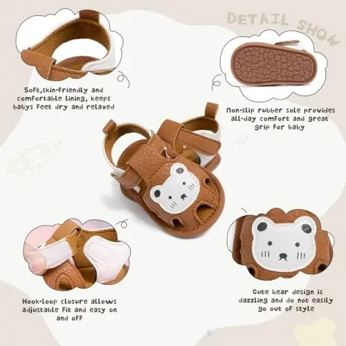 Meckior Baby Infant Boy Girl Sandals Newborn Non-Slip Soft Rubber Sole Sandals for Baby Boys Open-Toe Outdoor Casual Summer First Walkers Shoes - 3