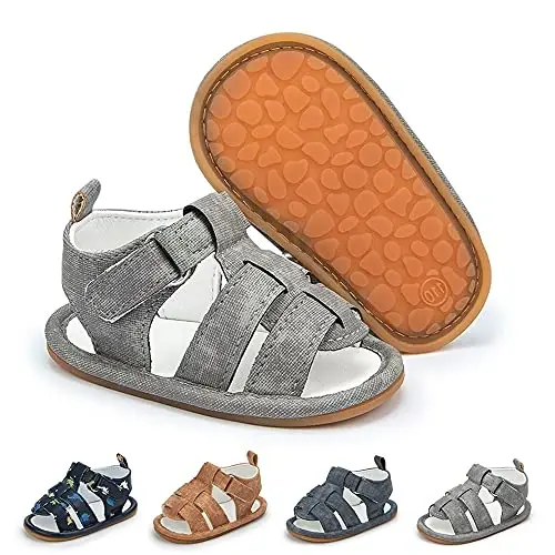 Meckior Baby Infant Boy Girl Sandals Newborn Non-Slip Soft Rubber Sole Sandals for Baby Boys Open-Toe Outdoor Casual Summer First Walkers Shoes 