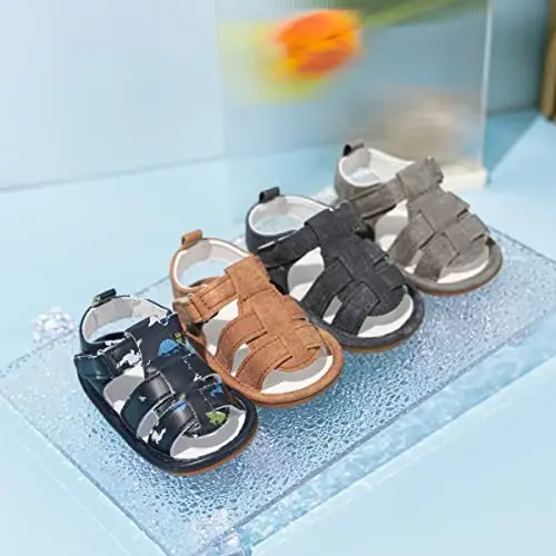 Meckior Baby Infant Boy Girl Sandals Newborn Non-Slip Soft Rubber Sole Sandals for Baby Boys Open-Toe Outdoor Casual Summer First Walkers Shoes - 2