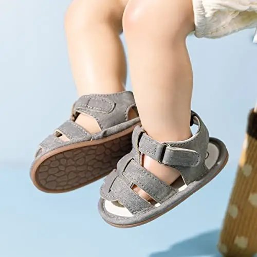 Meckior Baby Infant Boy Girl Sandals Newborn Non-Slip Soft Rubber Sole Sandals for Baby Boys Open-Toe Outdoor Casual Summer First Walkers Shoes - 3