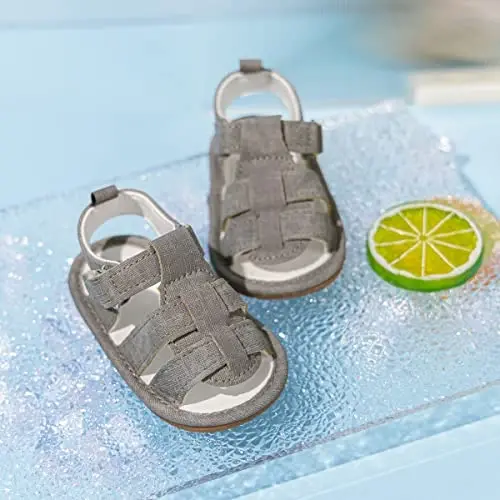 Meckior Baby Infant Boy Girl Sandals Newborn Non-Slip Soft Rubber Sole Sandals for Baby Boys Open-Toe Outdoor Casual Summer First Walkers Shoes - 4