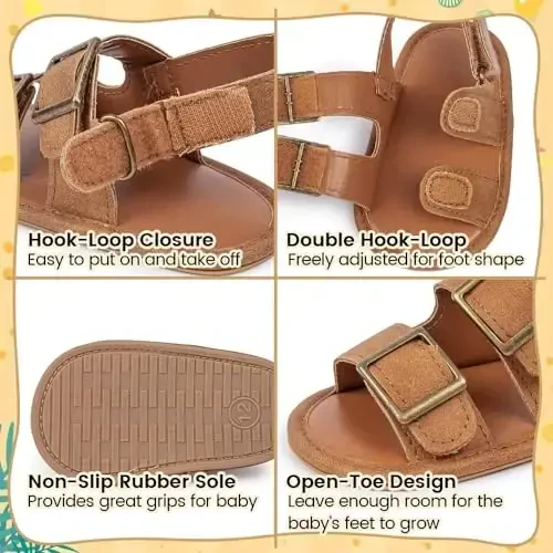 Meckior Baby Infant Boy Girl Sandals Newborn Non-Slip Soft Rubber Sole Sandals for Baby Boys Open-Toe Outdoor Casual Summer First Walkers Shoes - 3