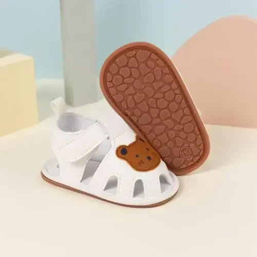 Meckior Baby Infant Boy Girl Sandals Newborn Non-Slip Soft Rubber Sole Sandals for Baby Boys Open-Toe Outdoor Casual Summer First Walkers Shoes - 5