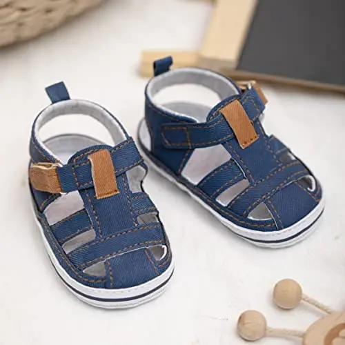 Meckior Baby Infant Boy Girl Sandals Newborn Non-Slip Soft Rubber Sole Sandals for Baby Boys Open-Toe Outdoor Casual Summer First Walkers Shoes - 4