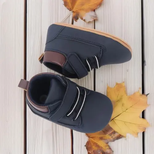 Meckior Toddler Baby Boys Girls High Tops Ankle Sneakers Soft Anti-Slip Sole PU Leather Moccasins Infant Newborn Prewalker First Walking Crib Shoes - 3