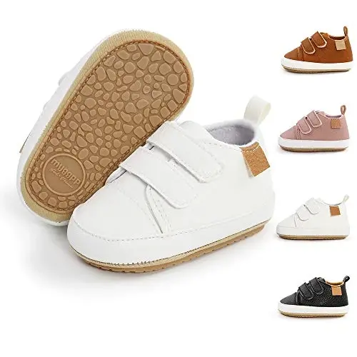 Meckior Toddler Baby Boys Girls High Tops Ankle Sneakers Soft Anti-Slip Sole PU Leather Moccasins Infant Newborn Prewalker First Walking Crib Shoes 