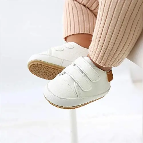 Meckior Toddler Baby Boys Girls High Tops Ankle Sneakers Soft Anti-Slip Sole PU Leather Moccasins Infant Newborn Prewalker First Walking Crib Shoes - 2