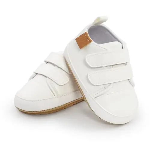 Meckior Toddler Baby Boys Girls High Tops Ankle Sneakers Soft Anti-Slip Sole PU Leather Moccasins Infant Newborn Prewalker First Walking Crib Shoes - 3
