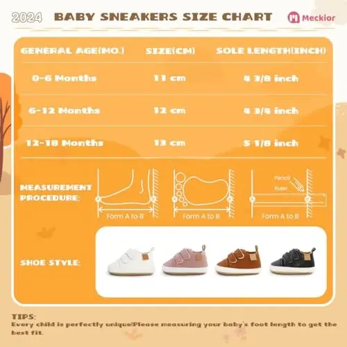 Meckior Toddler Baby Boys Girls High Tops Ankle Sneakers Soft Anti-Slip Sole PU Leather Moccasins Infant Newborn Prewalker First Walking Crib Shoes - 6