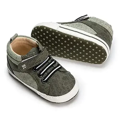 Meckior Toddler Baby Boys Girls High Tops Ankle Sneakers Soft Anti-Slip Sole PU Leather Moccasins Infant Newborn Prewalker First Walking Crib Shoes - MECKIOR