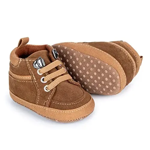 Meckior Toddler Baby Boys Girls High Tops Ankle Sneakers Soft Anti-Slip Sole PU Leather Moccasins Infant Newborn Prewalker First Walking Crib Shoes 