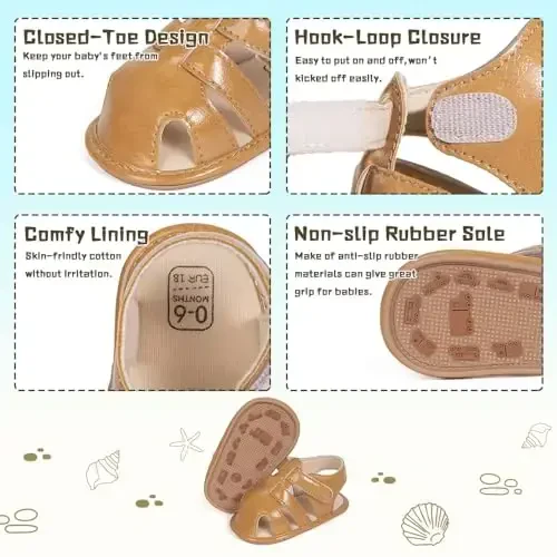 Meckior Baby Infant Boy Girl Sandals Newborn Non-Slip Soft Rubber Sole Sandals for Baby Boys Open-Toe Outdoor Casual Summer First Walkers Shoes - 5
